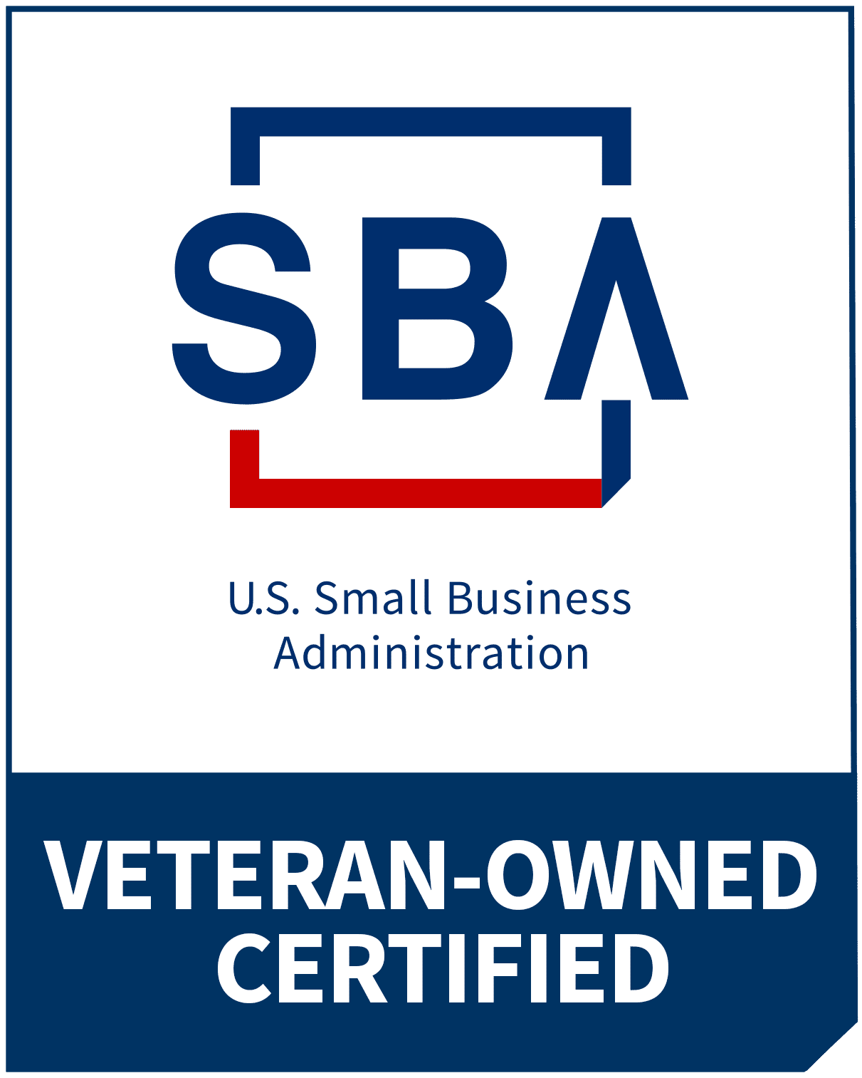 A small business administration veteran-owned certified logo.